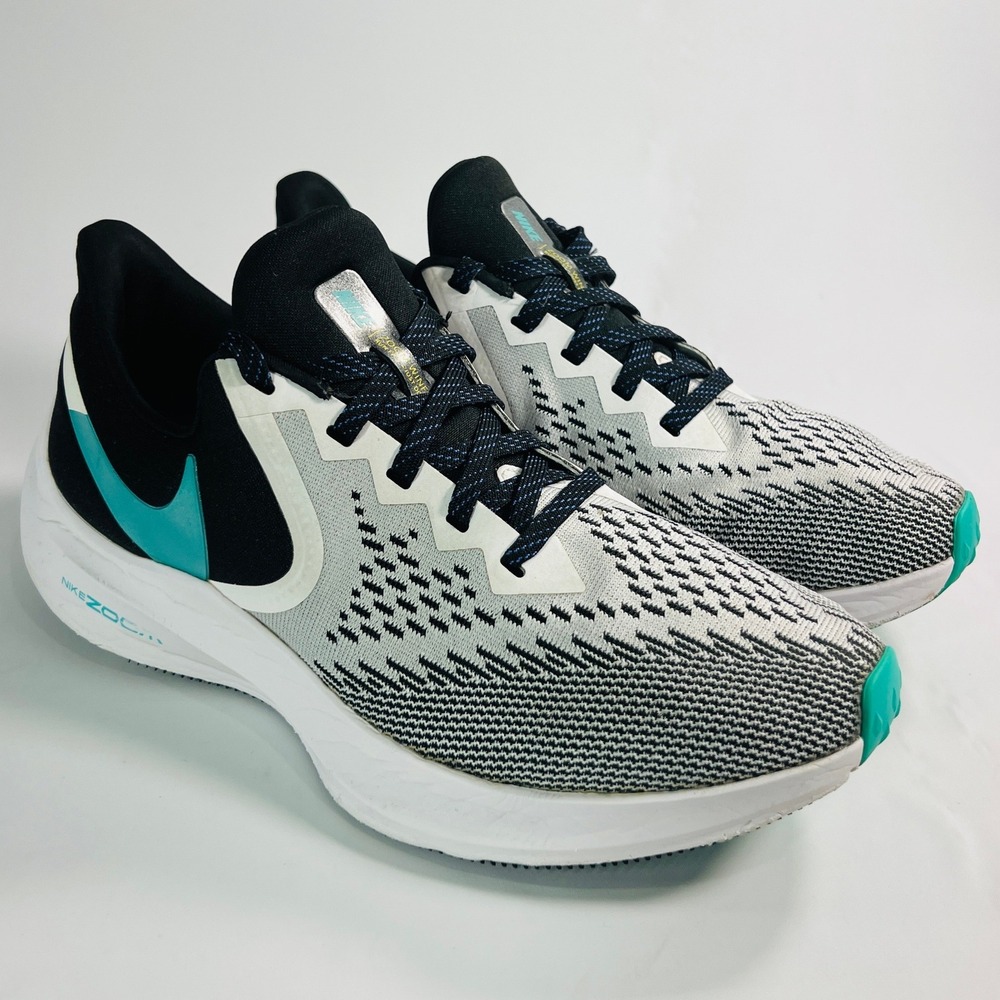 Nike Air Zoom Winflo 6 Black White Oracle Aqua Women 8.5 Running Shoes AQ8228